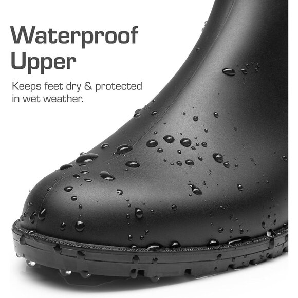 Trendy Black Ankle Rain Boots for Women - Easy Pull-On Waterproof Design - Picture 5 of 7